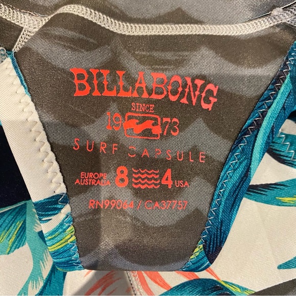 Billabong Surf Capsule Wetsuit Womens Floral Jacket Size 8 - Picture 10 of 13